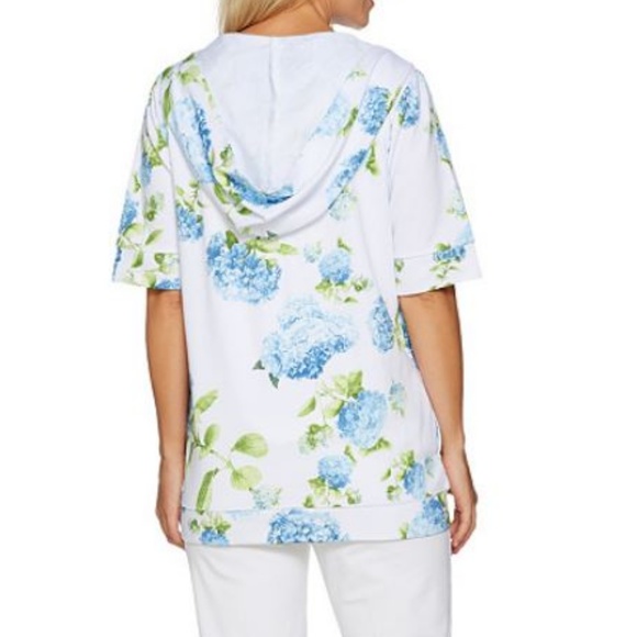 Hydrangea Print Elbow Sleeve Hoodie and Knit Tank - Picture 2 of 5